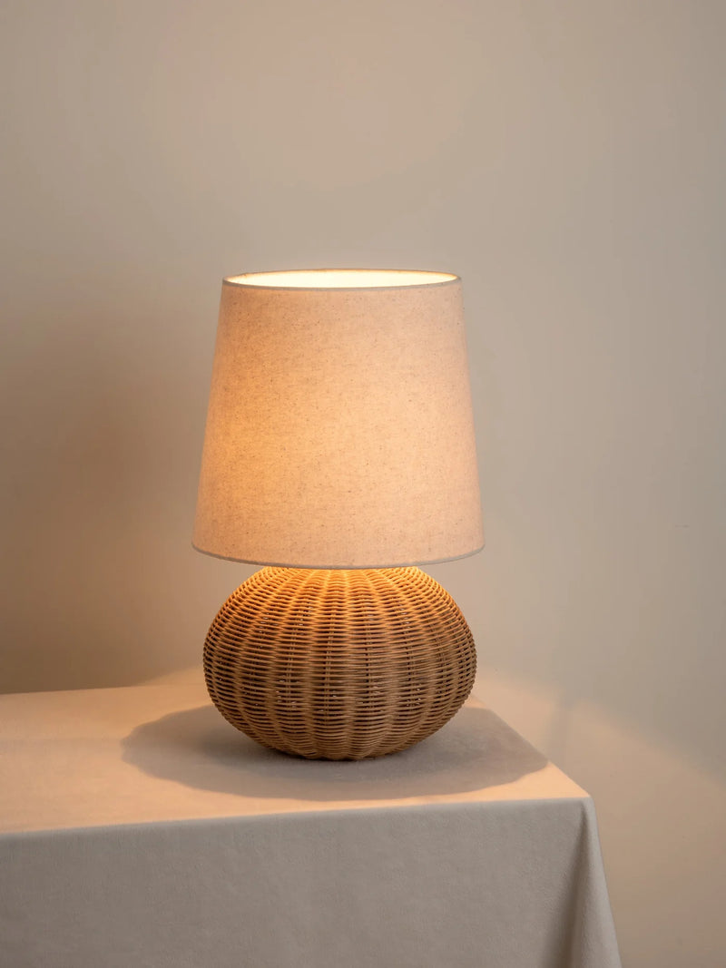 Alice Rattan Globe Table Lamp