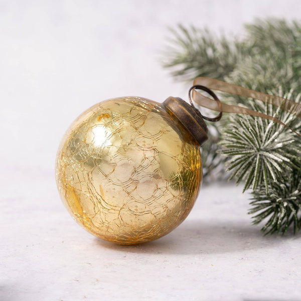 Antiqued Gold Ornament - Medium Bauble