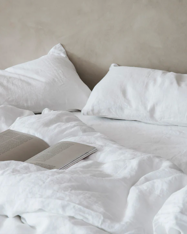 White Linen Sheet Set with Pillowcases