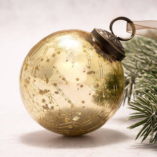 Antiqued Gold Ornament - Large Bauble