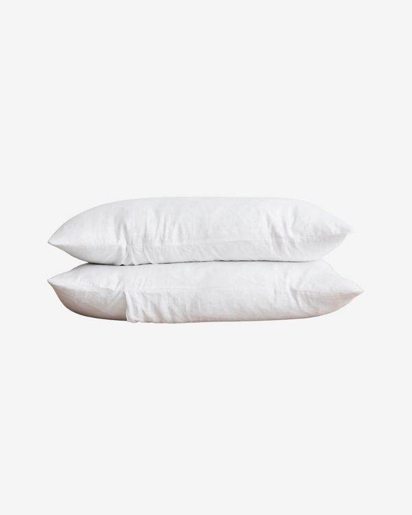 White Set of 2 Linen Pillowcases