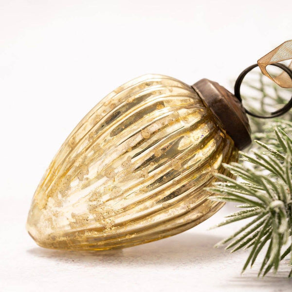 Antiqued Gold Ornament - Large Pinecone