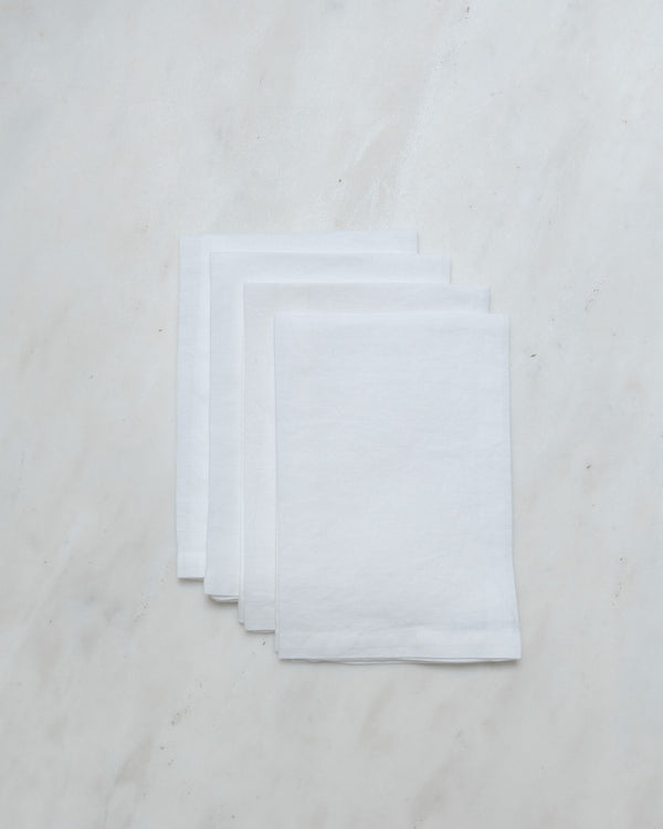 White Linen Table Napkins Set of 4