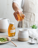 Beehive Honey Pot with Wooden Dipper by Farmhouse Pottery