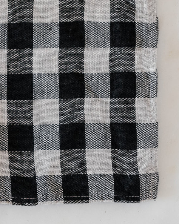 Linen Kitchen Cloth in Black Check