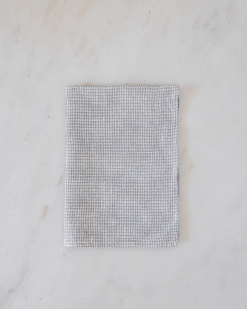 Linen Kitchen Cloth In Grey Gingham